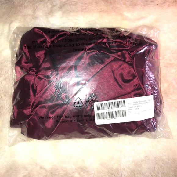 ASOS Girlcode Ruched Satin Midaxi Berry Dress NEW - Picture 5 of 6